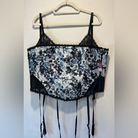 NWT Adore Me Zoie Lace Up Floral Satin Corset XL - Picture 1 of 12